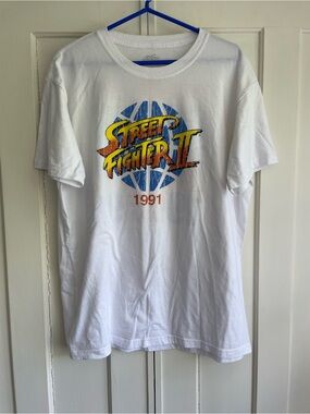 Street Fighter II Shirt 1991 Front & Back Graphic Tee White Men’s XL Tokyo Japan